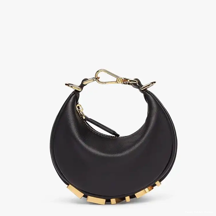 Affordable In Calf Bag Nano Black Fendigraphy Fendi Leather Hobo 0519